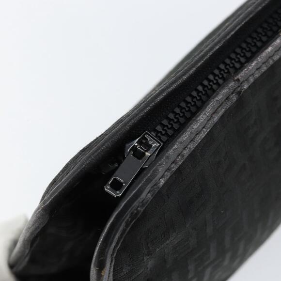 FENDI Zucchino Canvas Clutch Bag Black Auth 153013